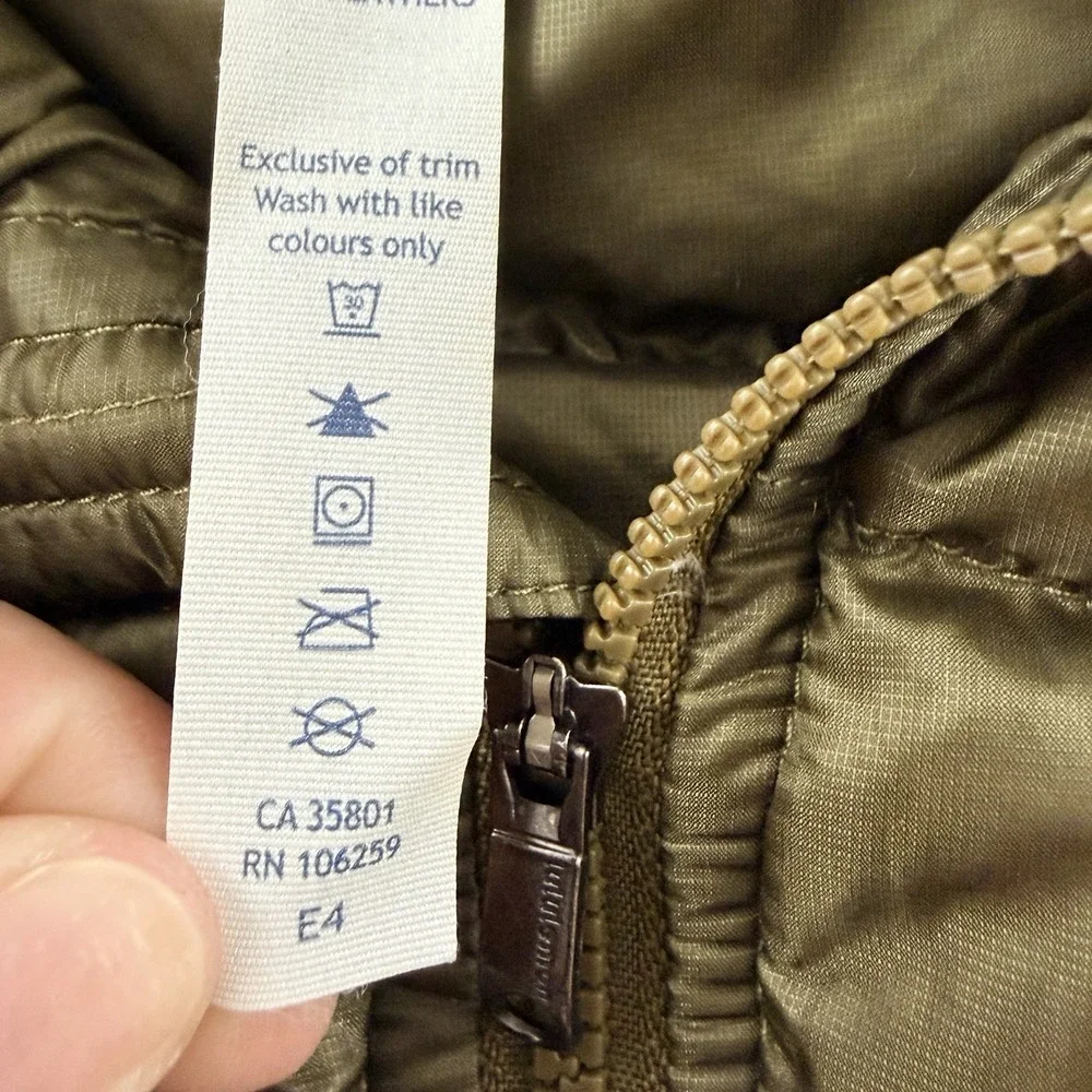 Lululemon Women's M Olive Green Goose Down Puffer Vest Full Zip Missing Hood